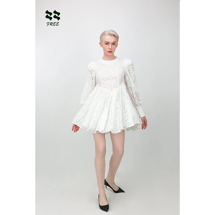 Women's Lace Dress With Pad Shoulder